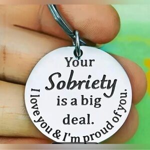 Sobriety Inspirational Silver Keychain